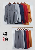 Summer monk clothes cotton and linen short gowns breathable monk clothes for men and women in spring and autumn no leggings for nuns monk clothes