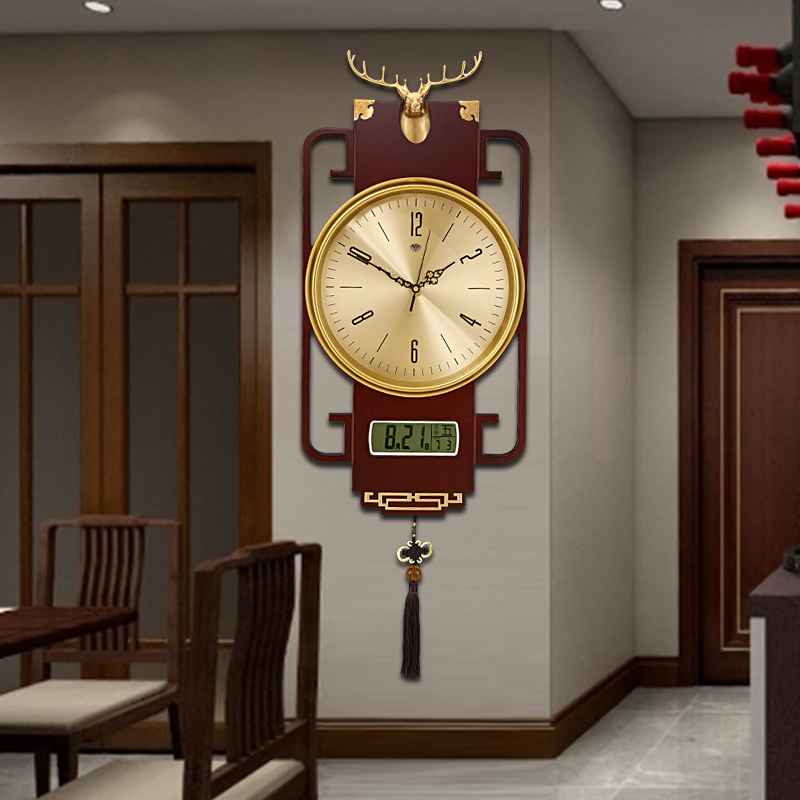 New Chinese style watches and clocks Living room Home Creative fashion Atmospheric clock Decorative Watch Light Extravaganza Quartz Clock