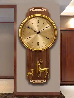 New Chinese clock wall clock Household living room simple fashion Chinese style creative Nordic atmosphere wall-mounted light luxury clock