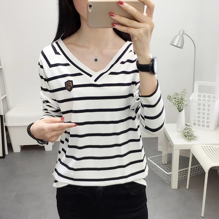 Fat mm đầu thu phiên bản Hàn Quốc cộng với phân bón XL 200 kg áo rộng đáy quần áo thun dài tay cotton nữ áo phông nữ cao cấp