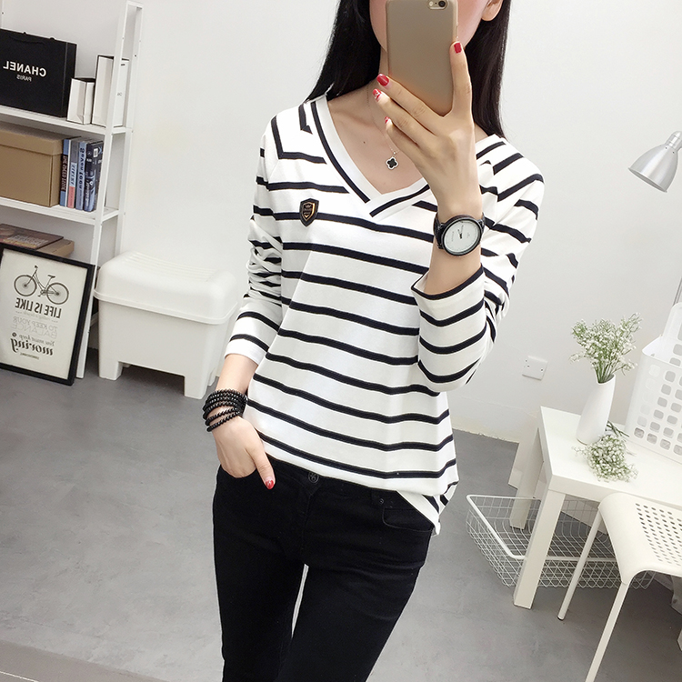 Fat mm đầu thu phiên bản Hàn Quốc cộng với phân bón XL 200 kg áo rộng đáy quần áo thun dài tay cotton nữ áo phông nữ cao cấp