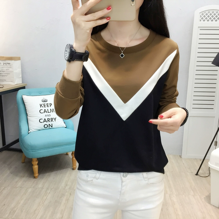 Mùa thu 2018 phiên bản Hàn Quốc mới của quần lửng size rộng mùa thu quần áo dài tay áo thun nữ mùa thu