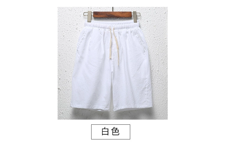 Mùa hè quần short nam mỏng phần vải lanh màu rắn quần bình thường cộng với phân bón để tăng bông và vải lanh năm quần quần thủy triều
