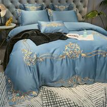 Eurostyle 60 ice silk embroidery Four sets of mesh red Genuine Silk Quilt Cover All-cotton Linen Pure Cotton Bunk Bed bedding