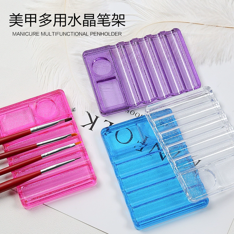 Meijin Nail Tool Cung cấp Liệu pháp Ánh sáng Sơn Bút Chủ Crystal Pen Chủ Nail Pen Chủ Công cụ Lưu trữ 5 Lưới Pen Chủ - Công cụ Nail