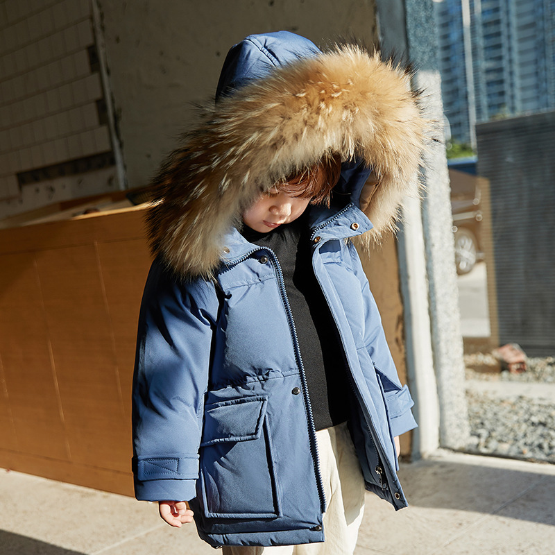 British next sara children's down jacket 2021 Winter new boy long section small child thick coat