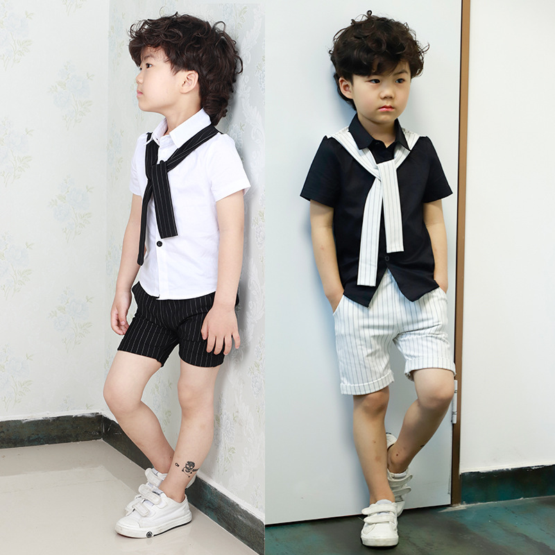 Boy Clothing Boy Summer Loaded 2 Korean version Children's shirt short sleeve suit 3 Baby shorts Two sets 5 Kids clothes 6 years old