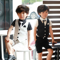 Boys dress childrens suit vest suit British summer boy wedding flower girl host short sleeve suit