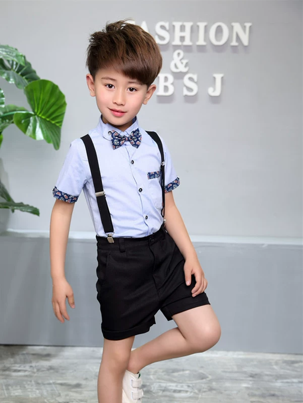 Ngày của trẻ em Flower Girl Dress Máy Chủ Boy Boy Lớn Trẻ Em Trang Phục Boy Bib Chương Trình Biểu Diễn Thiết Lập Mùa Hè