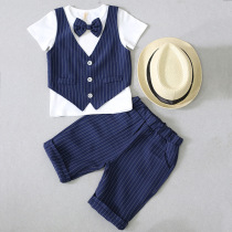 Childrens small suit suit baby Korean vest two-piece summer short sleeve flower girl dress British boy suit