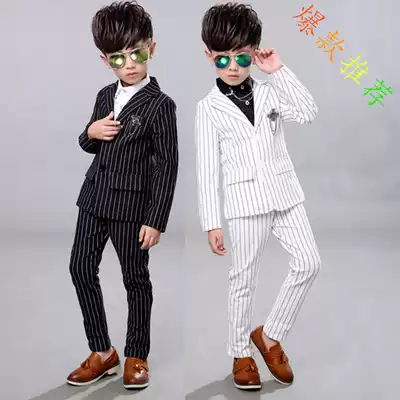 Zhongdai Spring and Autumn small suit suit suit Children Baby White small suit boy British flower girl dress coat