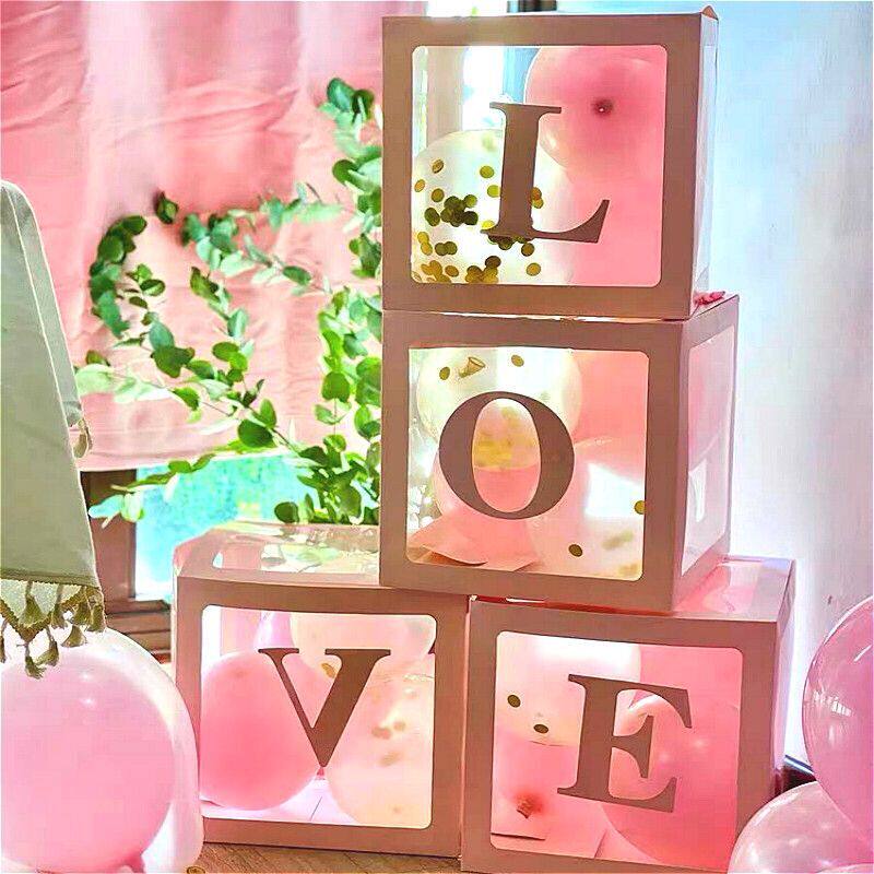 Net red transparent balloon box BABY LOVE birthday body decoration baby birthday banquet wedding room decoration props