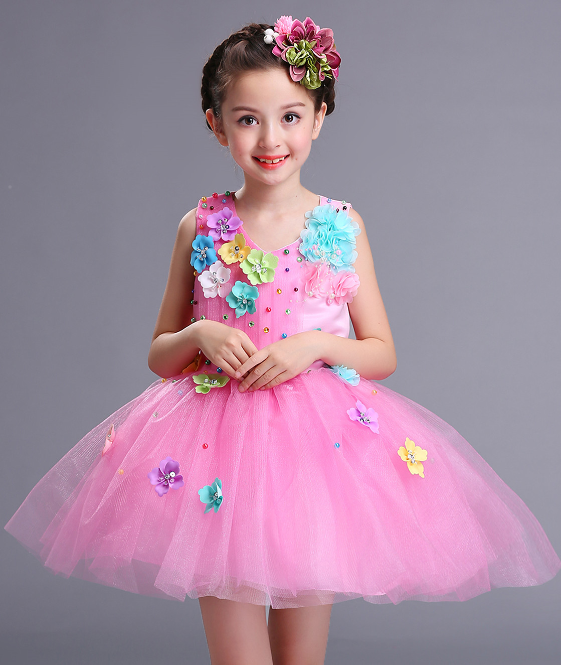 Ngày thiếu nhi Trang phục cho trẻ em Váy fluffy của trẻ mẫu giáo Mẫu giáo khiêu vũ dễ thương Trang phục lớp nhỏ Công chúa Váy hồng - Trang phục bexinhshop shop