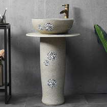 Outdoor ceramic art column washbasin bathroom new Chinese wash basin outdoor retro courtyard sink