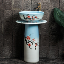 Chinese style retro courtyard upright post basin outdoor ceramic art washbasin toilet balcony washbasin outdoor pool
