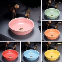Nordic style upper basin simple wash basin ceramic art washbasin Morandi color single basin round basin household
