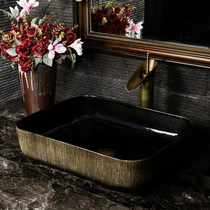 Square upper basin wash basin carving new Chinese toilet washbasin ceramic retro Basin home wash basin