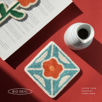Poke embroidered brick coaster material package diy set for beginners homemade creative embroidery handmade retro ins decompression