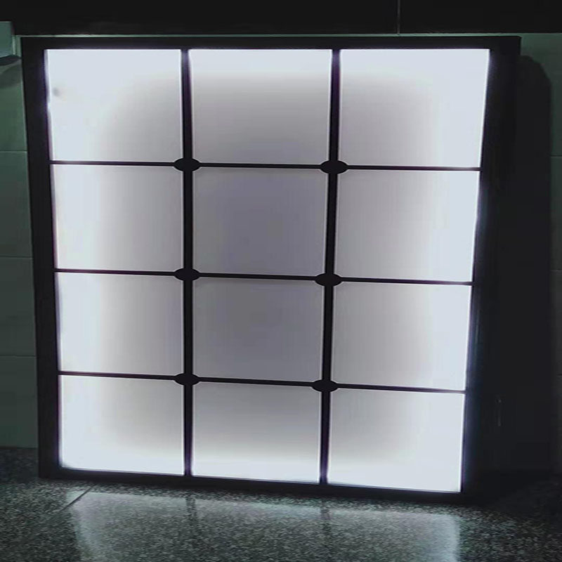 Iron art wall decoration wall hanging fake window mirror living room metal wall decoration hotel entrance three-dimensional wall acrylic light transmission