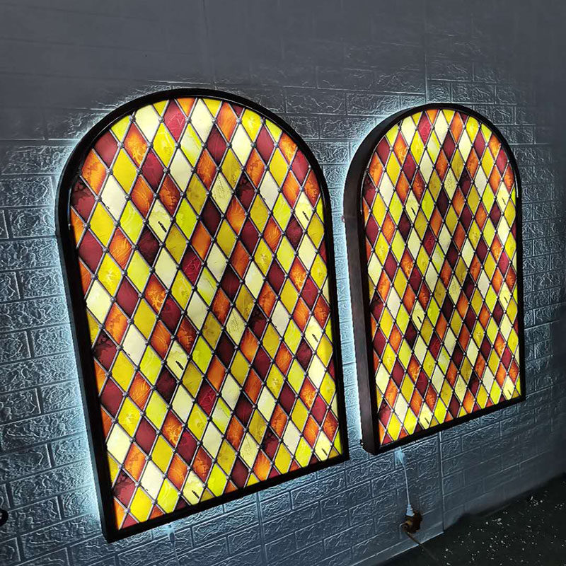 Wrought iron fake window living room background wall decoration lamp aisle billboard display card custom wall hanging advertising light box