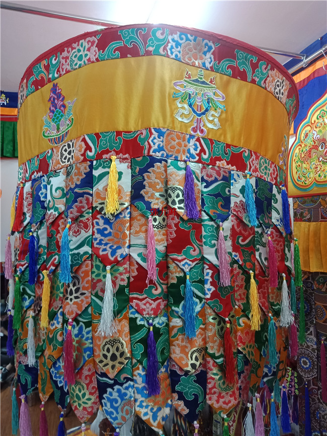 Tibetan supplies Buddha decoration house colorful tower new eight - auspicious lotus blossom 75cm high