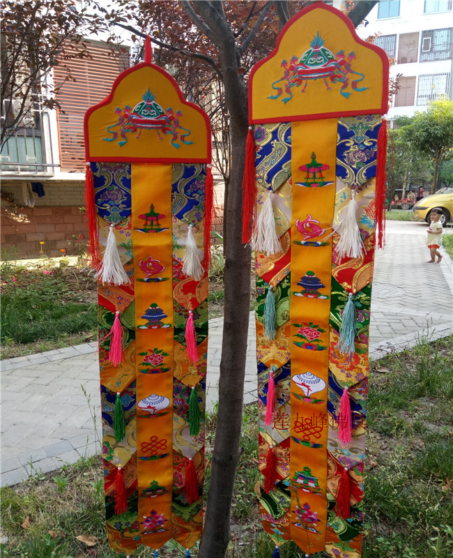 New hanging banners eight auspicious Buddha banners Auspicious banners Buddha hall decoration hanging banners Buddha banners - Taobao