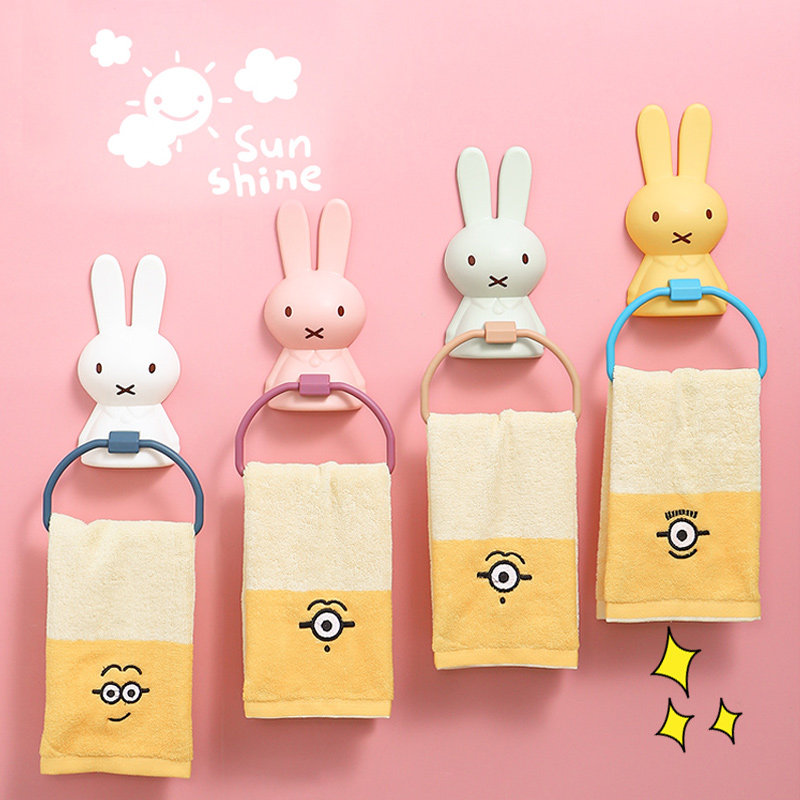 Children's towel rack free punch toilet bathroom hanging cartoon rack small artifact storage cute hook hanger pole