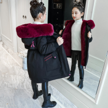 Girls Cotton School Overcoming Winter Coat 2022 New Children Long Thickened Cotton Clothes Girls Winter Cotton Jacket