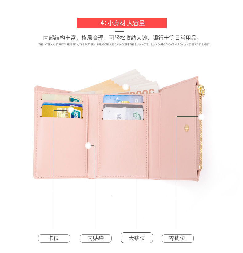 Ví nữ 2018 mới ngắn dễ thương ví mini zip xu sinh viên Phiên bản tiếng Hàn in ví nhỏ tươi - Ví tiền ví camelia