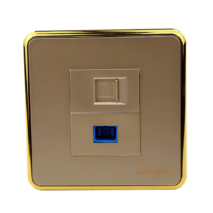 Lonasna Lai Hills Electrician Champagne Gold Frame Panel Voice phone RJ11 Internet RJ45 Fiber TV