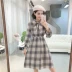 2018 mùa thu mới retro gió eo Mỏng xù trumpet tay áo Một từ dài ăn mặc nữ váy xoè ngắn A-Line Váy