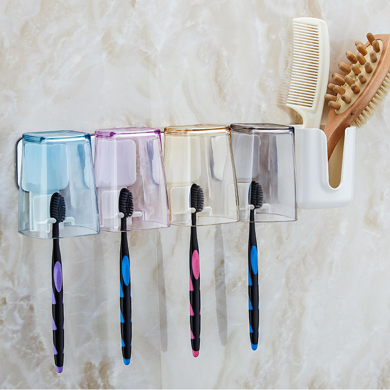 Simply three-mouth home toilet wall hanging frame toothbrush frame brush toothbrush cup set to free punch