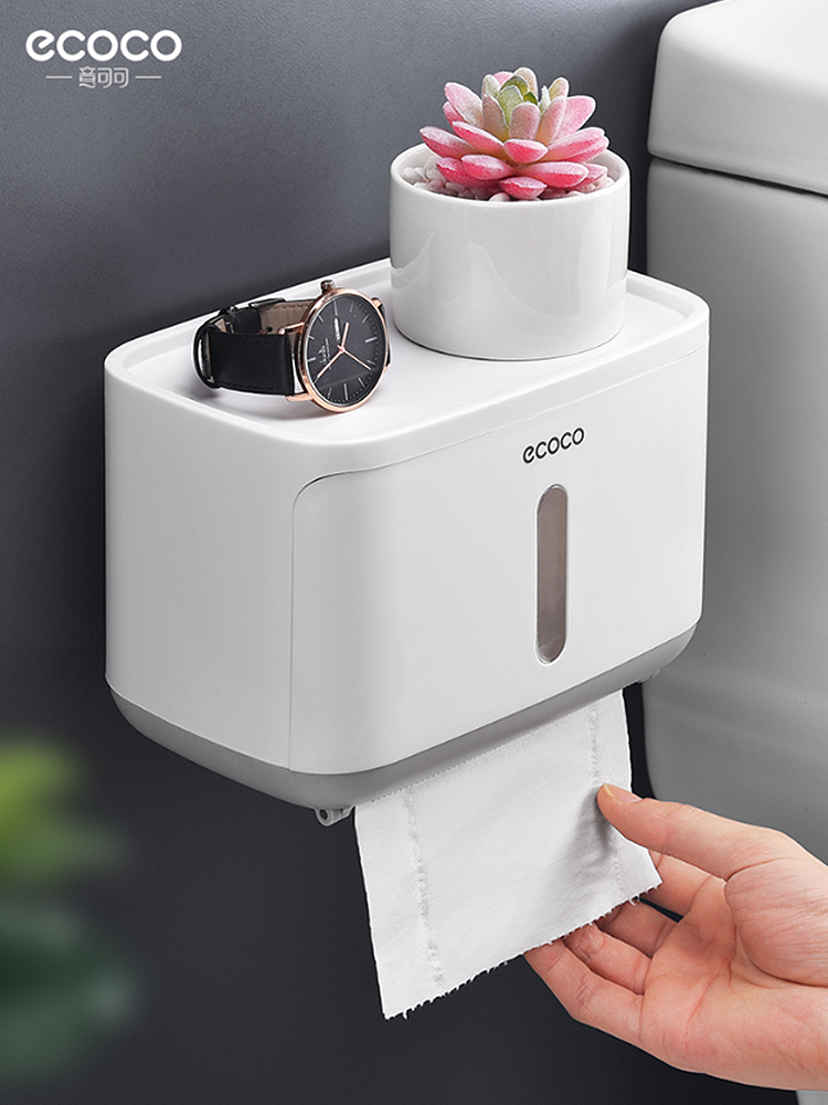 Plastic toilet paper shelf Waterproof toilet tissue box Punch-free wall-mounted toilet paper box Toilet toilet paper box