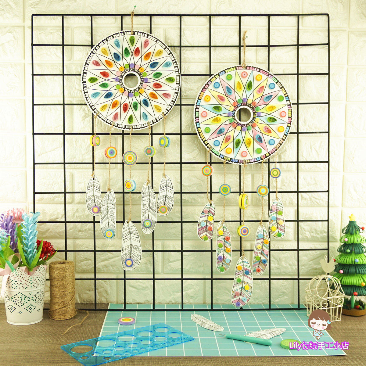 Dream Nets Wind Bells Hanging Accessories Kindergarten Hanging Accessories Children Origami Paper DIY Handmade Roll Paper Material Bags Hang Suspended Ceiling Rooms