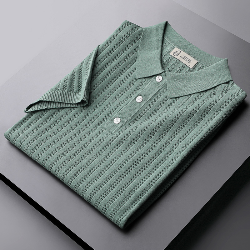 Fugui bird men's T-shirt polo shirt short sleeve summer ice silk breathable thin-style knitted sweatshirt light business sashimi