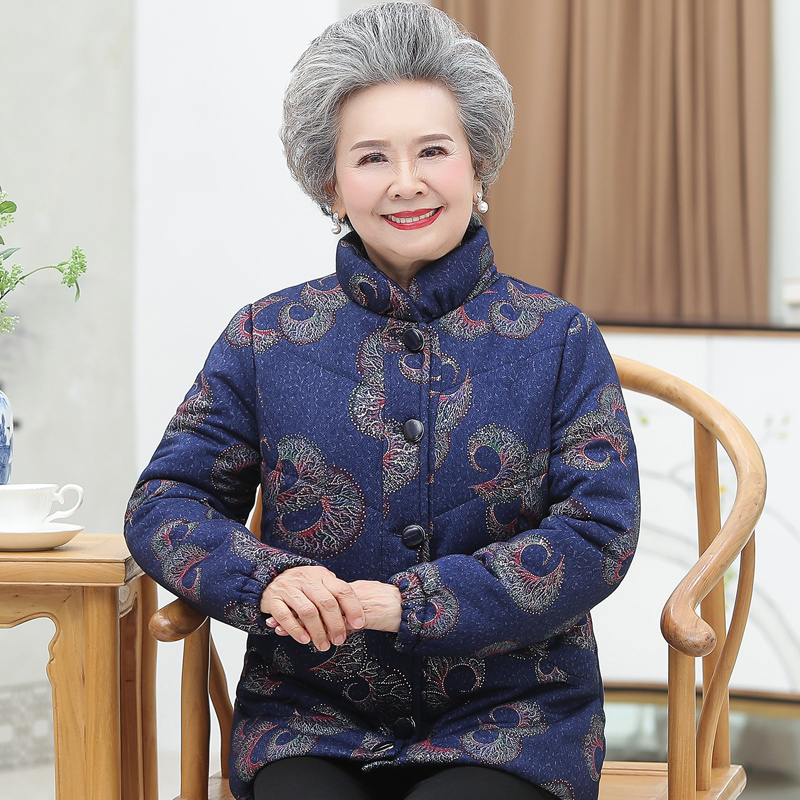 Short Cotton Coat for Elderly Women, Winter Thickened Jacket for 60-70 Year Old Moms, down Cotton Clothing for Elderly Ladies Short Cotton Coat for Elderly Women, Winter Thickened Jacket for 60-70 Year Old Moms, down Cotton Clothing for Elderly Ladies