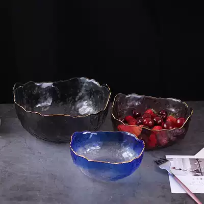 Glass fruit plate Nordic style dried fruit snack fruit plate household living room coffee table Crystal salad bowl creative modern
