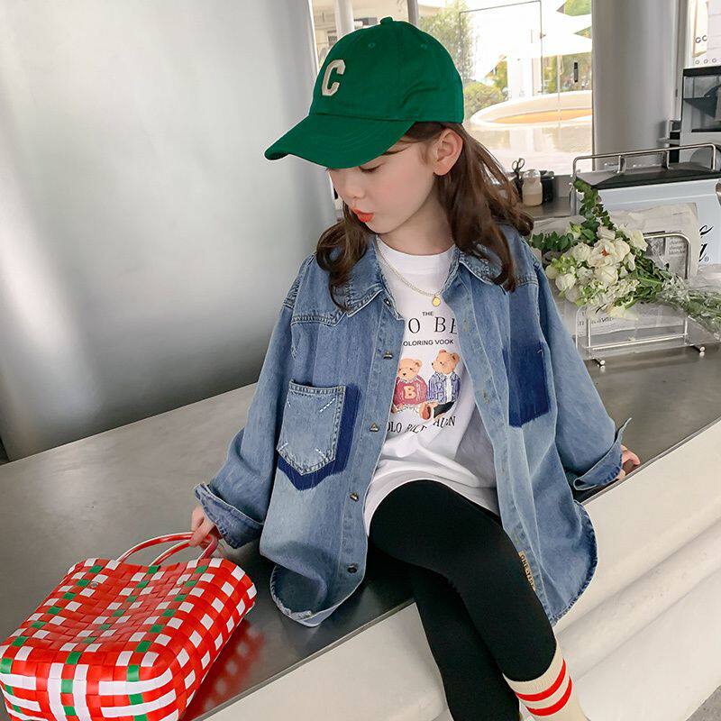 товар из китая 女童牛仔衬衫春秋季2026新款儿童装春装洋气宝宝长袖上衣韩版衬衣 Other