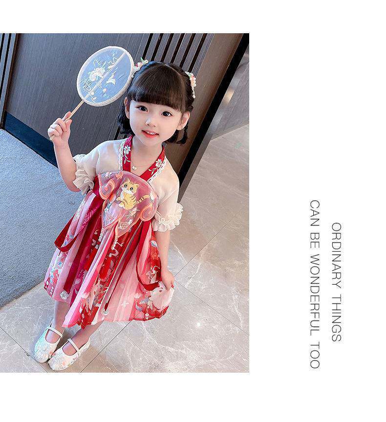 китайский костюм 女童连衣裙中国风女孩旗袍2025新款夏装儿童汉服演出服宝宝公主裙 OTHER