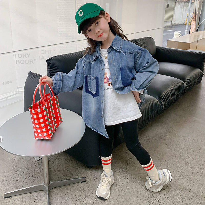 товар из китая 女童牛仔衬衫春秋季2026新款儿童装春装洋气宝宝长袖上衣韩版衬衣 Other