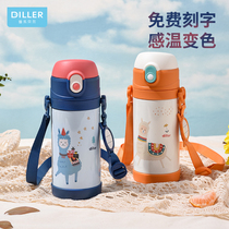 diller childrens thermos cup with straw 316 stainless steel baby cup kindergarten portable kettle for men and women lettering