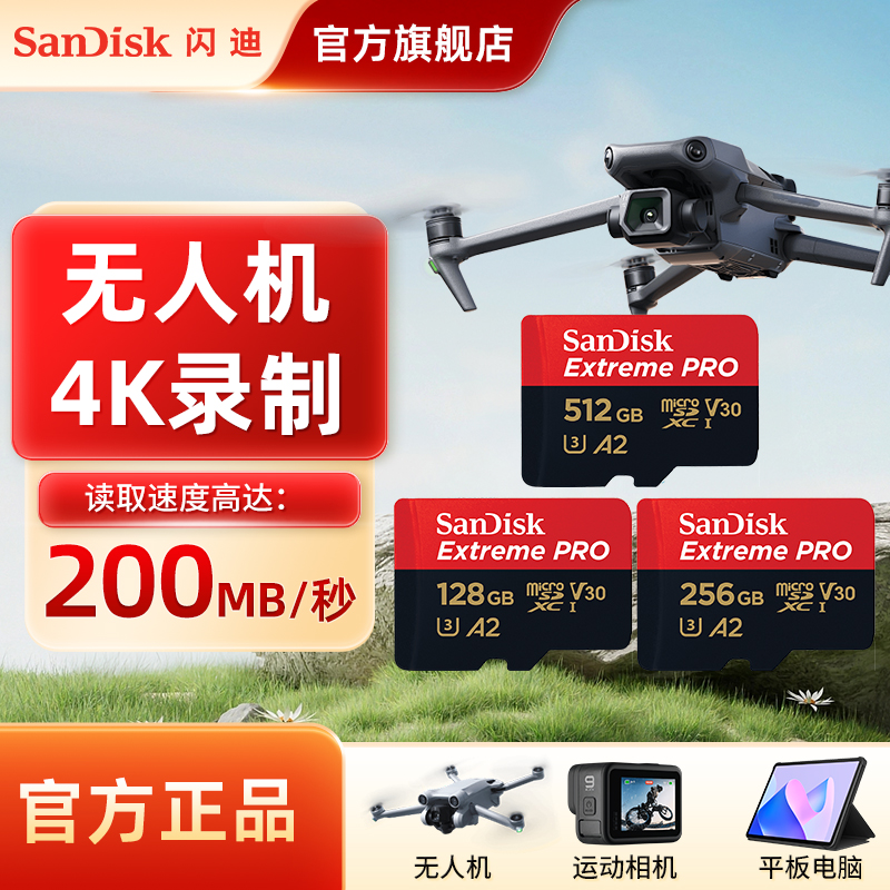 SanDisk 256G メモリカード DJI action4/5pro メモリカード SDカード ポケット3 フラッシュカード TFカード