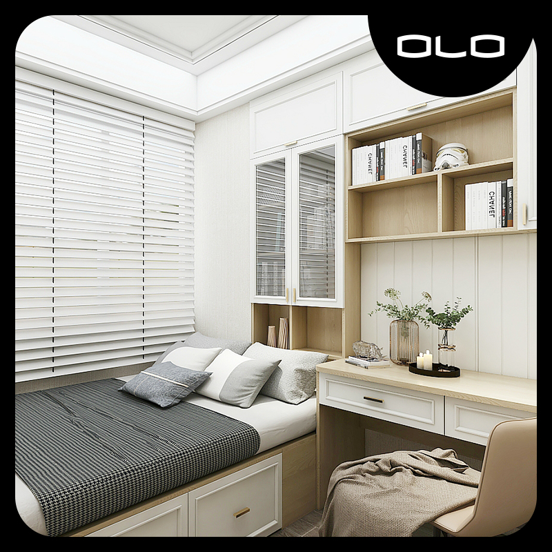 I Lean San Marco light and luxurious full house custom tatami bed wardrobe One bedroom children's room overall book room set gold