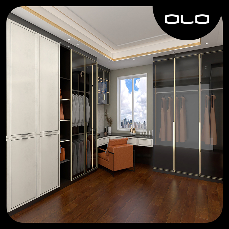 I Lequan House Grand Hyatt Luxurious Wardrobe Cloakroom Bookroom Tatami Bed Wardrobe Bedrooms furniture Customized deposit