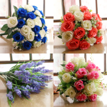 Large single bunch simulated rose bouquet single fake flower home indoor living room decoration silk flower finished flower