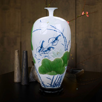 Jingdezhen ceramic hand-painted vase ornaments flower arrangement new Chinese modern living room TV cabinet porch handicraft decoration