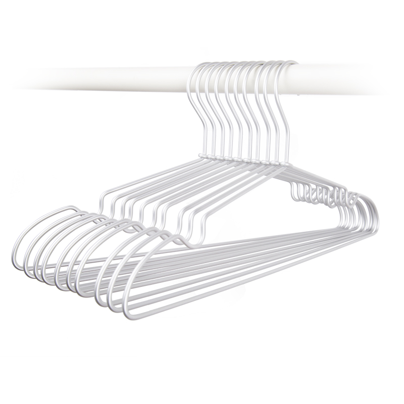 Unprinted aluminum alloy hanger Space aluminum Japanese-style incognito hanger Simple light cavalry household metal clothing rack 10 pcs