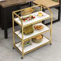 Hot pot restaurant vegetable rack multi-layer barbecue catering ingredient display rack hotel meal delivery snack fruit and vegetable push-pull rack with wheels