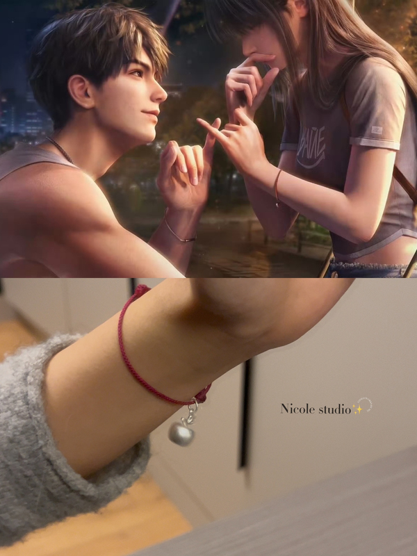 Love and Deep Space [Xia Yi Zou] Main Character Same Style Bracelet Pure Silver Small Apple Red String Bracelet Woven Rope Silver Jewelry
