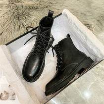 European Station Martin boots woman 2019 new thick bottom 100 hitch Inn wind female boots Round Head Laces Flat Bottom Short Boots Woman